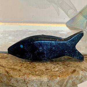 Zuni Style Fish Fetish Bead Drilled Stone Native American Animal Mini Carving 1"